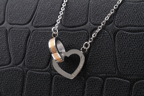 His and Hers: Heart & Square Pendant Necklaces