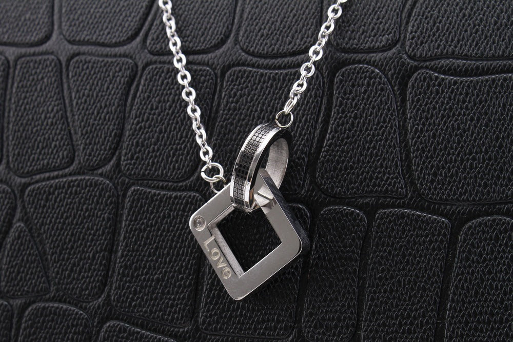 His and Hers: Heart & Square Pendant Necklaces